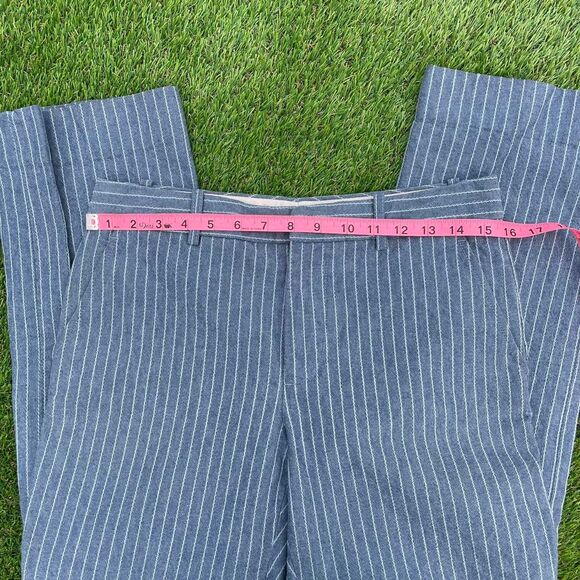 Marc Jacobs Women's Blue Pinstripe Twill Linen Trousers Size 8 - Picture 6 of 7